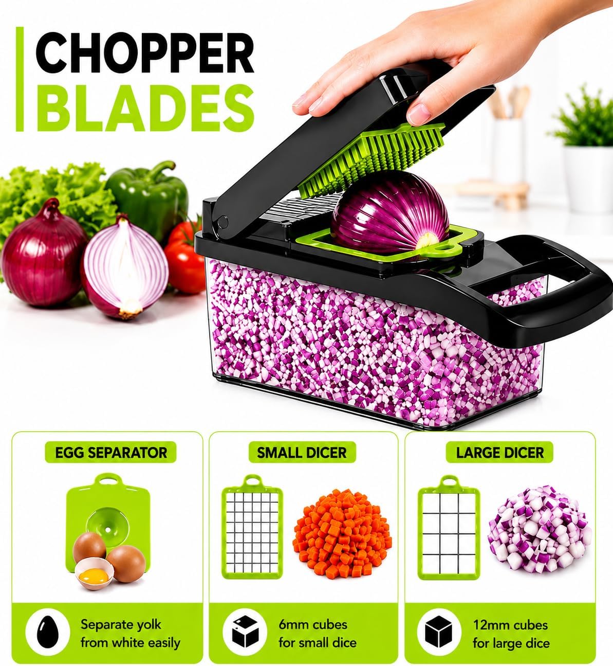 16-in-1 Vegetable Chopper with Container, Onion Chopper & Mandoline Slicer
