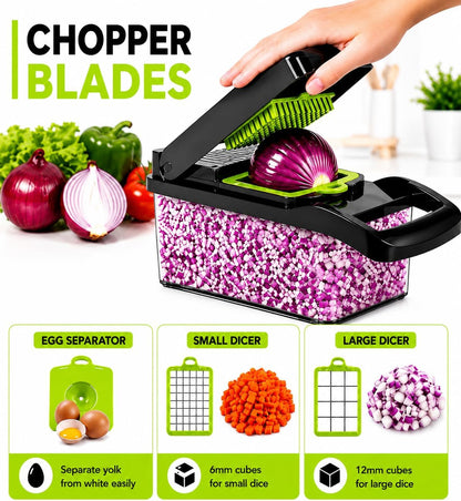 16-in-1 Vegetable Chopper with Container, Onion Chopper & Mandoline Slicer