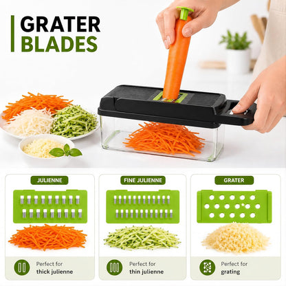 16-in-1 Vegetable Chopper with Container, Onion Chopper & Mandoline Slicer