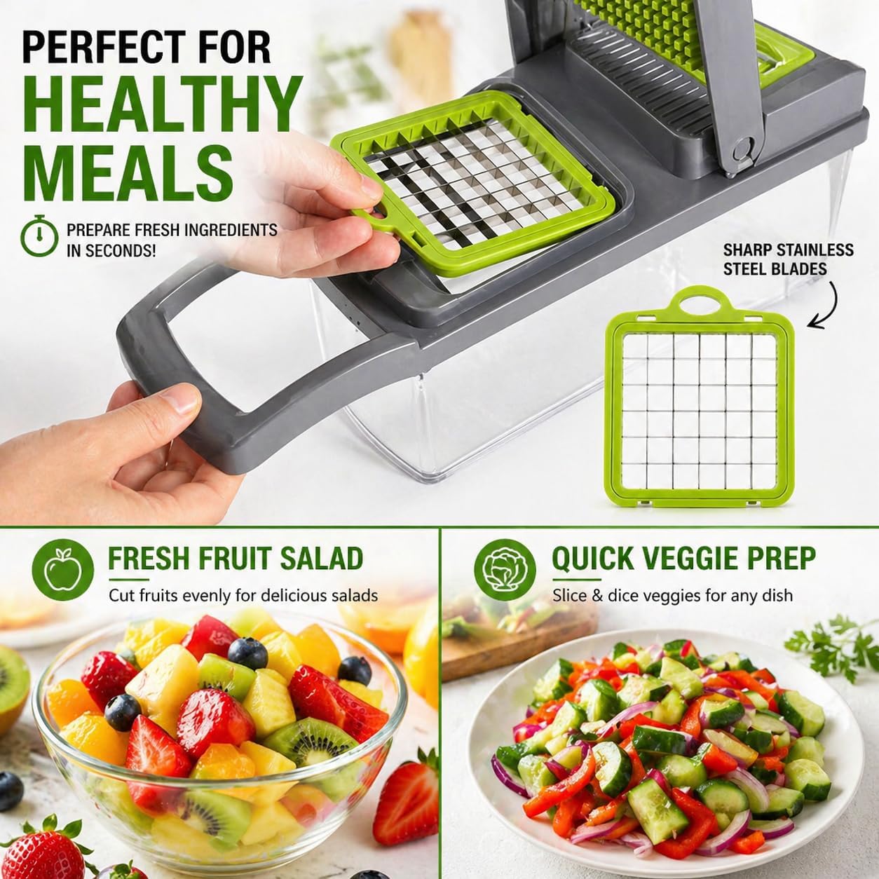 16-in-1 Vegetable Chopper with Container, Onion Chopper & Mandoline Slicer