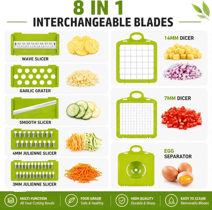 16-in-1 Vegetable Chopper with Container, Onion Chopper & Mandoline Slicer