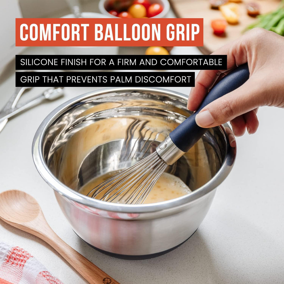 3-Piece Kitchen Whisk Set, Stainless Steel Whisks for Cooking, Wisk Kitchen Tool, Thick Wire Whisk Set, Wisking Tool for Cooking, Blending, Whisking, Beating and Stirring