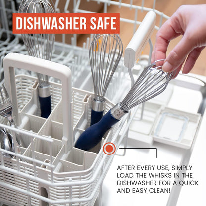 3-Piece Kitchen Whisk Set, Stainless Steel Whisks for Cooking, Wisk Kitchen Tool, Thick Wire Whisk Set, Wisking Tool for Cooking, Blending, Whisking, Beating and Stirring