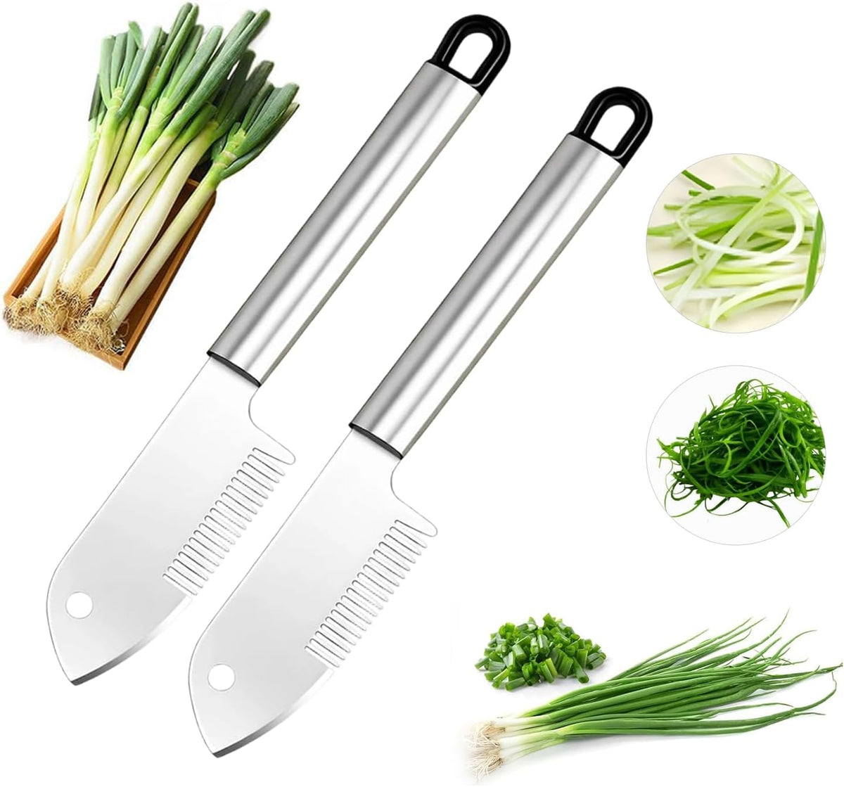 Stainless Steel Multi-Purpose Julienne Peeler, Stainless Steel Green Onion Slicer Scallion Shredder Cutter, 2026 New Vegetable Peelers Knife for Slicing Green Onions Vegetables & Garnishes (1)
