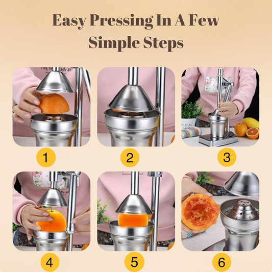 Manual Orange Juicer, Hand Press Citrus Juicer Lemon Squeezer with Cup Countertop Squeezer for Fresh Orange Juice, Easy to Clean