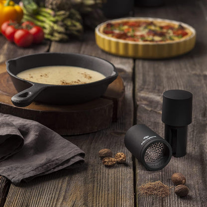 Manual Spice Mill - Cinnamon Grinder and Nutmeg Grater (Black)