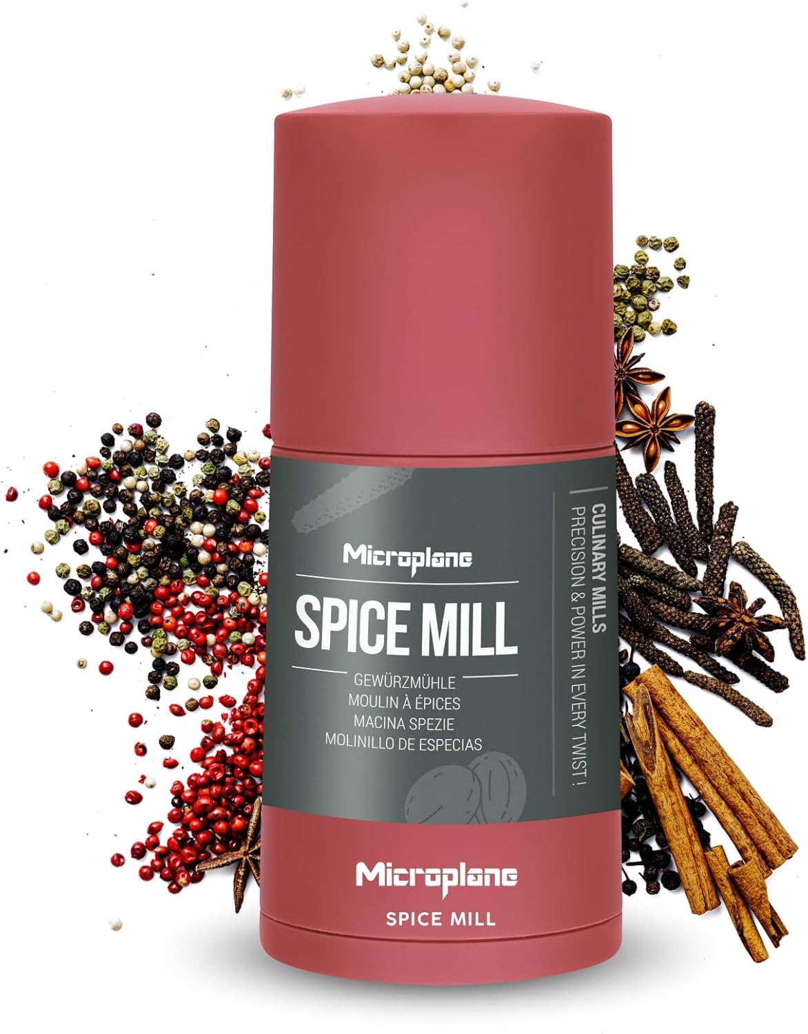 Manual Spice Mill - Cinnamon Grinder and Nutmeg Grater (Black)