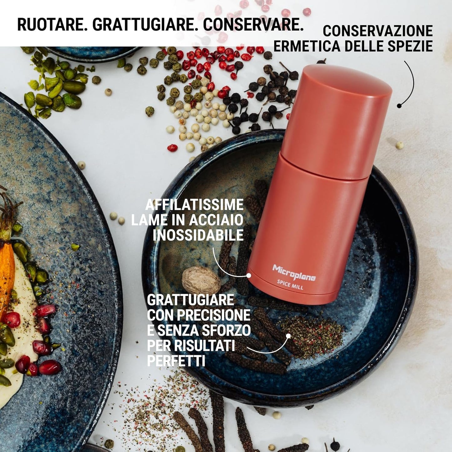 Manual Spice Mill - Cinnamon Grinder and Nutmeg Grater (Black)