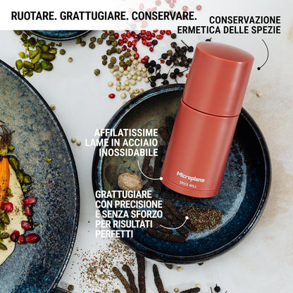 Manual Spice Mill - Cinnamon Grinder and Nutmeg Grater (Black)