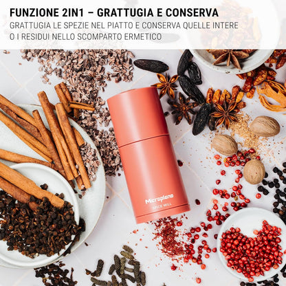 Manual Spice Mill - Cinnamon Grinder and Nutmeg Grater (Black)