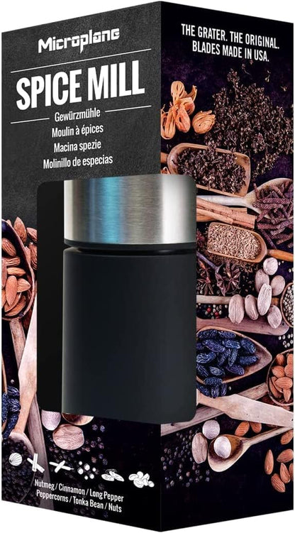 Manual Spice Mill - Cinnamon Grinder and Nutmeg Grater (Black)