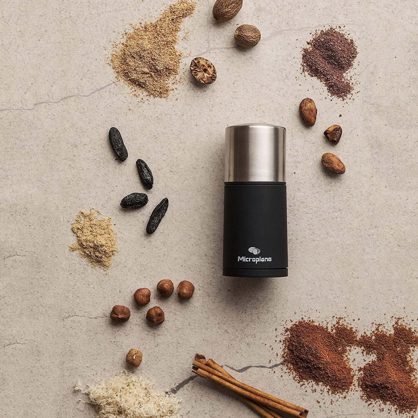 Manual Spice Mill - Cinnamon Grinder and Nutmeg Grater (Black)