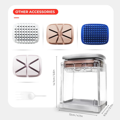 4-in-1 French Fry Cutter Potato Slicer with Container Manual Vegetable Chopper with 4 Blades Potato Cutter for Fries Apple Slicer & Onion Dicer