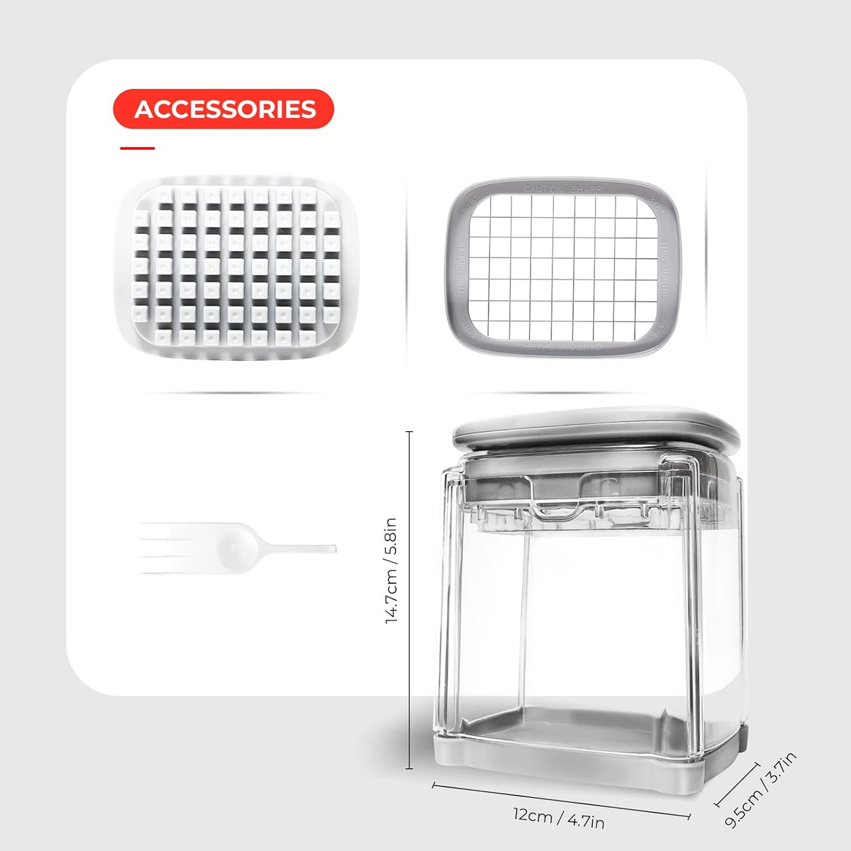 4-in-1 French Fry Cutter Potato Slicer with Container Manual Vegetable Chopper with 4 Blades Potato Cutter for Fries Apple Slicer & Onion Dicer
