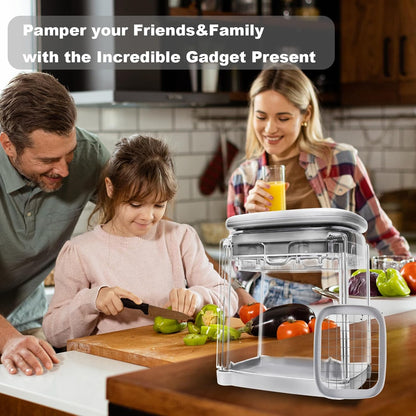 4-in-1 French Fry Cutter Potato Slicer with Container Manual Vegetable Chopper with 4 Blades Potato Cutter for Fries Apple Slicer & Onion Dicer