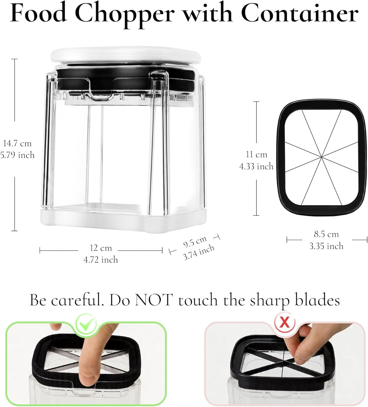 4-in-1 French Fry Cutter Potato Slicer with Container Manual Vegetable Chopper with 4 Blades Potato Cutter for Fries Apple Slicer & Onion Dicer