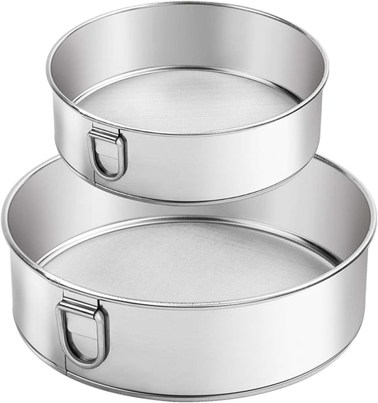Sieve 6-Inch 60 Mesh, 8-Inch 40 Mesh Sieves Fine Mesh Strainer Set of 2 Stainless Steel Sifter Round Flour Sieve for Baking Straining Powdering