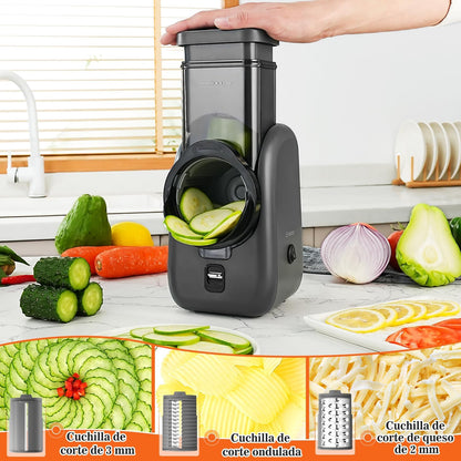 Electric Cheese Grater Rotary Slicer-One-Touch Control Vegetable Slicer, Nuts Grinder Cheese Shredder for Home Kitchen Use, 6 Replaceable Stainless Steel Blades(Black)