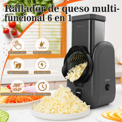 Electric Cheese Grater Rotary Slicer-One-Touch Control Vegetable Slicer, Nuts Grinder Cheese Shredder for Home Kitchen Use, 6 Replaceable Stainless Steel Blades(Black)