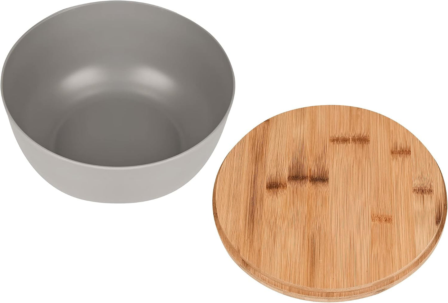 Bamboo Fiber Salad Bowl with Servers Set Large 9.8inches Nature Bamboo Mixing Bowl with Servers with Lid Spoon and Fork for Fruits,Salads and Vegetables