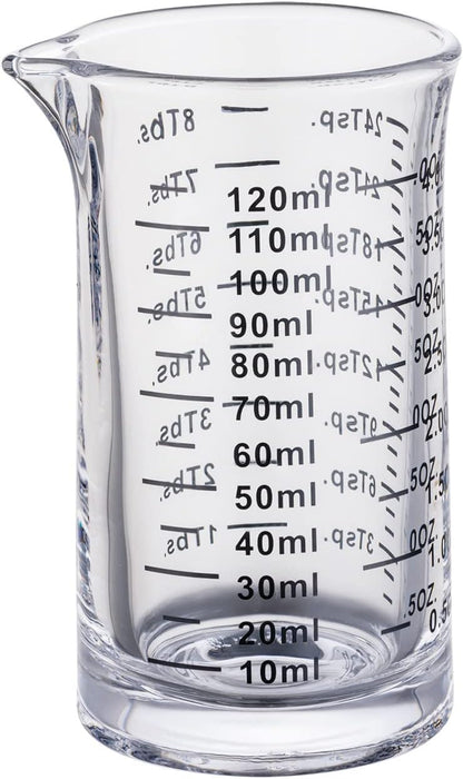 Ackers 4 Oz Glass Measuring Cup,Borosilicate Shot Glass with V-Shaped Spout-Red Line