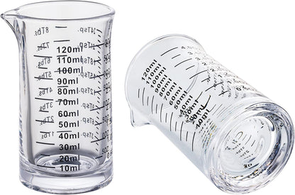 Ackers 4 Oz Glass Measuring Cup,Borosilicate Shot Glass with V-Shaped Spout-Red Line
