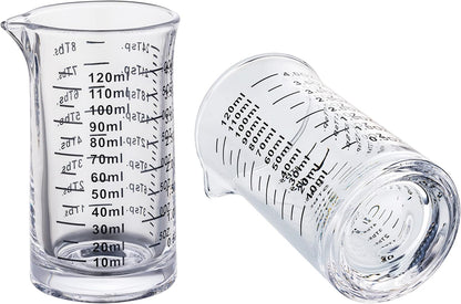 Ackers 4 Oz Glass Measuring Cup,Borosilicate Shot Glass with V-Shaped Spout-Red Line