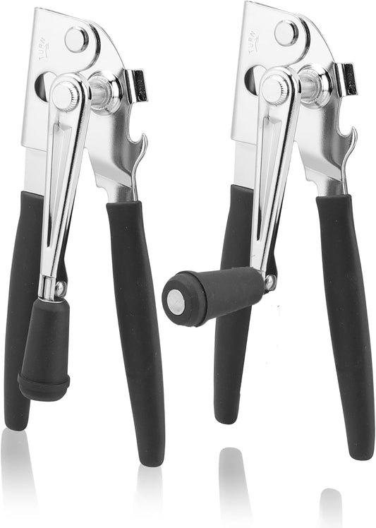 2 Pack Commercial Can Opener Manual, Stainless Steel | Heavy Duty, Smooth Edge, Handheld Crank Can Openers for Large Cans, Kitchen