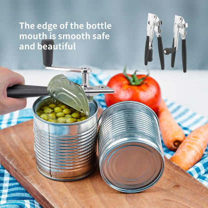 2 Pack Commercial Can Opener Manual, Stainless Steel | Heavy Duty, Smooth Edge, Handheld Crank Can Openers for Large Cans, Kitchen