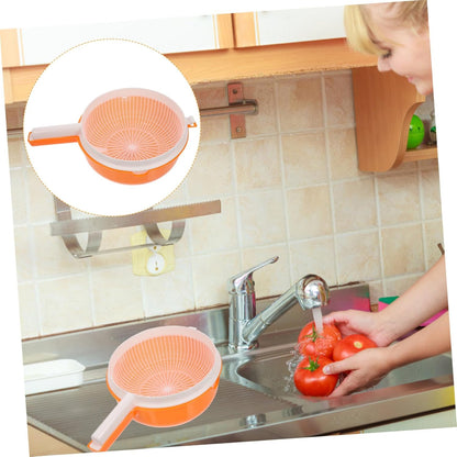 BESTOYARD Vegetable Wash Basket, 13.38x9.05x4.33 in Double-Layer Plastic Colander with Outer Drain Bowl & Quick-Flow Holes for Effortless Fruit Veggie Washing, Draining & Serving, for Kitchen Countert