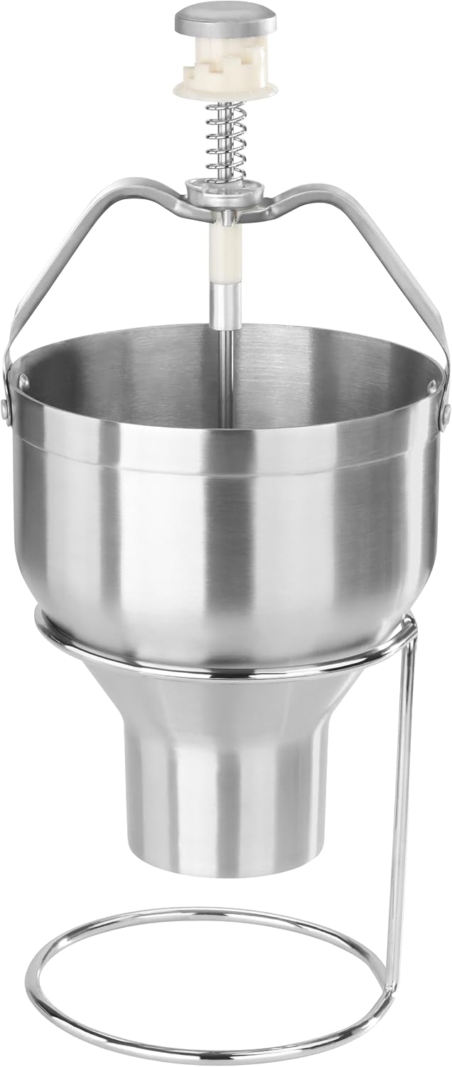 Pancake Batter Dispenser with Stand, Commercial 18/8 Stainless Steel Batter Dispenser for Pancakes, Waffles, Portion Control, Silver