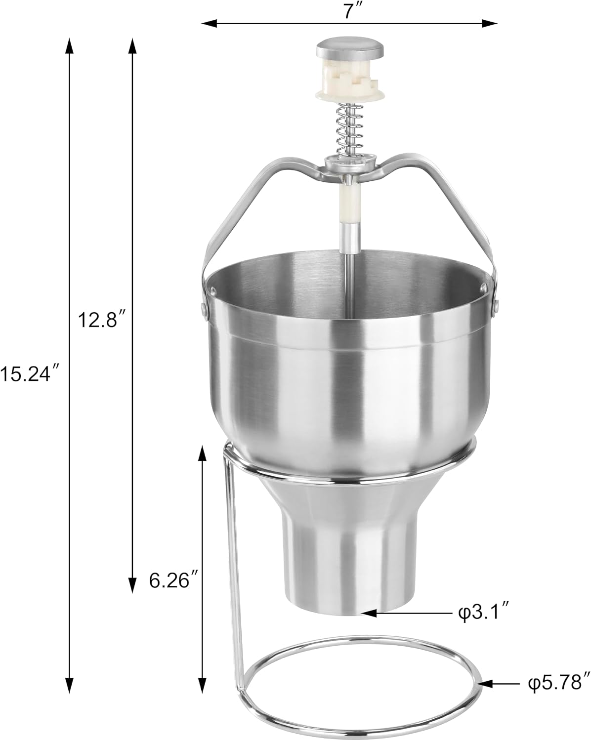 Pancake Batter Dispenser with Stand, Commercial 18/8 Stainless Steel Batter Dispenser for Pancakes, Waffles, Portion Control, Silver