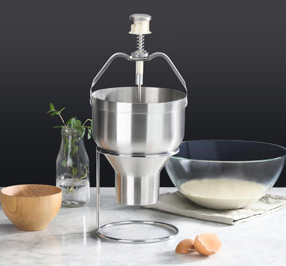 Pancake Batter Dispenser with Stand, Commercial 18/8 Stainless Steel Batter Dispenser for Pancakes, Waffles, Portion Control, Silver