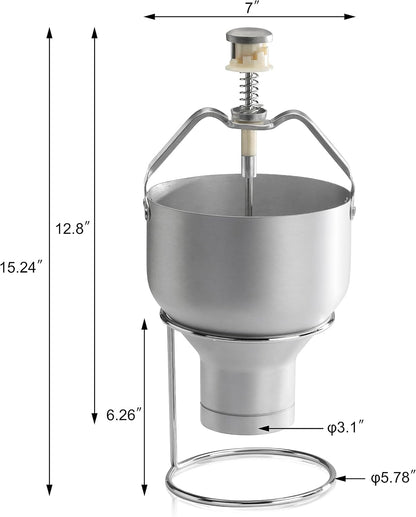 Pancake Batter Dispenser with Stand, Commercial 18/8 Stainless Steel Batter Dispenser for Pancakes, Waffles, Portion Control, Silver