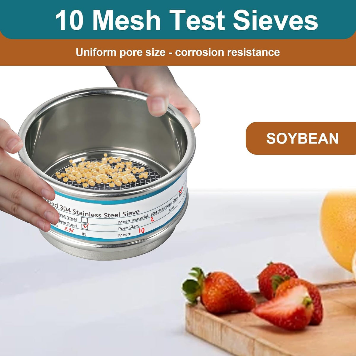 2.36" (6cm) Full 304 Stainless Steel Mini Lab Sieve, 40 Mesh (0.45mm)