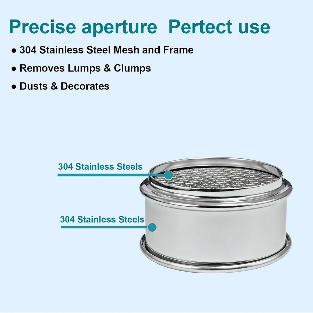 2.36" (6cm) Full 304 Stainless Steel Mini Lab Sieve, 40 Mesh (0.45mm)