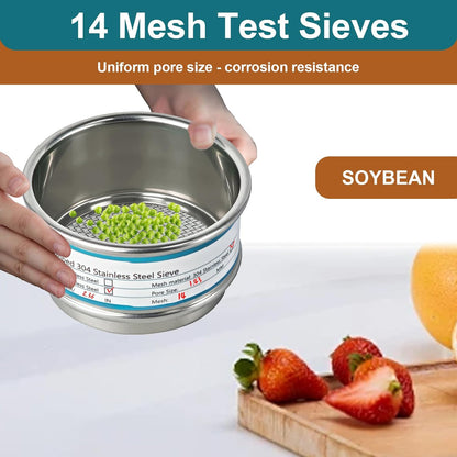 2.36" (6cm) Full 304 Stainless Steel Mini Lab Sieve, 40 Mesh (0.45mm)