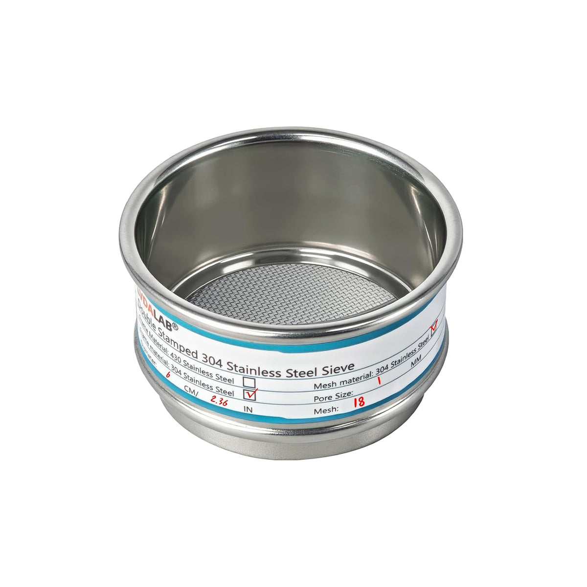 2.36" (6cm) Full 304 Stainless Steel Mini Lab Sieve, 40 Mesh (0.45mm)