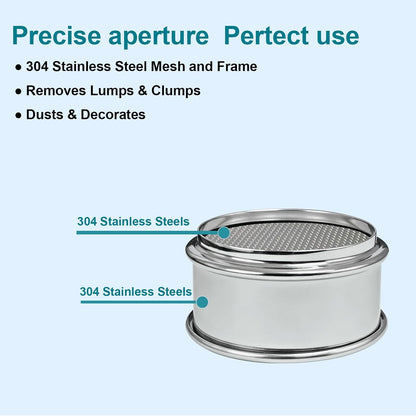 2.36" (6cm) Full 304 Stainless Steel Mini Lab Sieve, 40 Mesh (0.45mm)