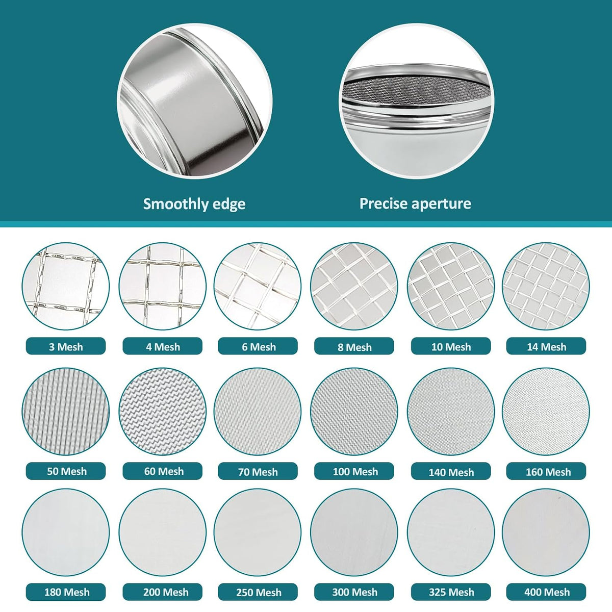 2.36" (6cm) Full 304 Stainless Steel Mini Lab Sieve, 40 Mesh (0.45mm)