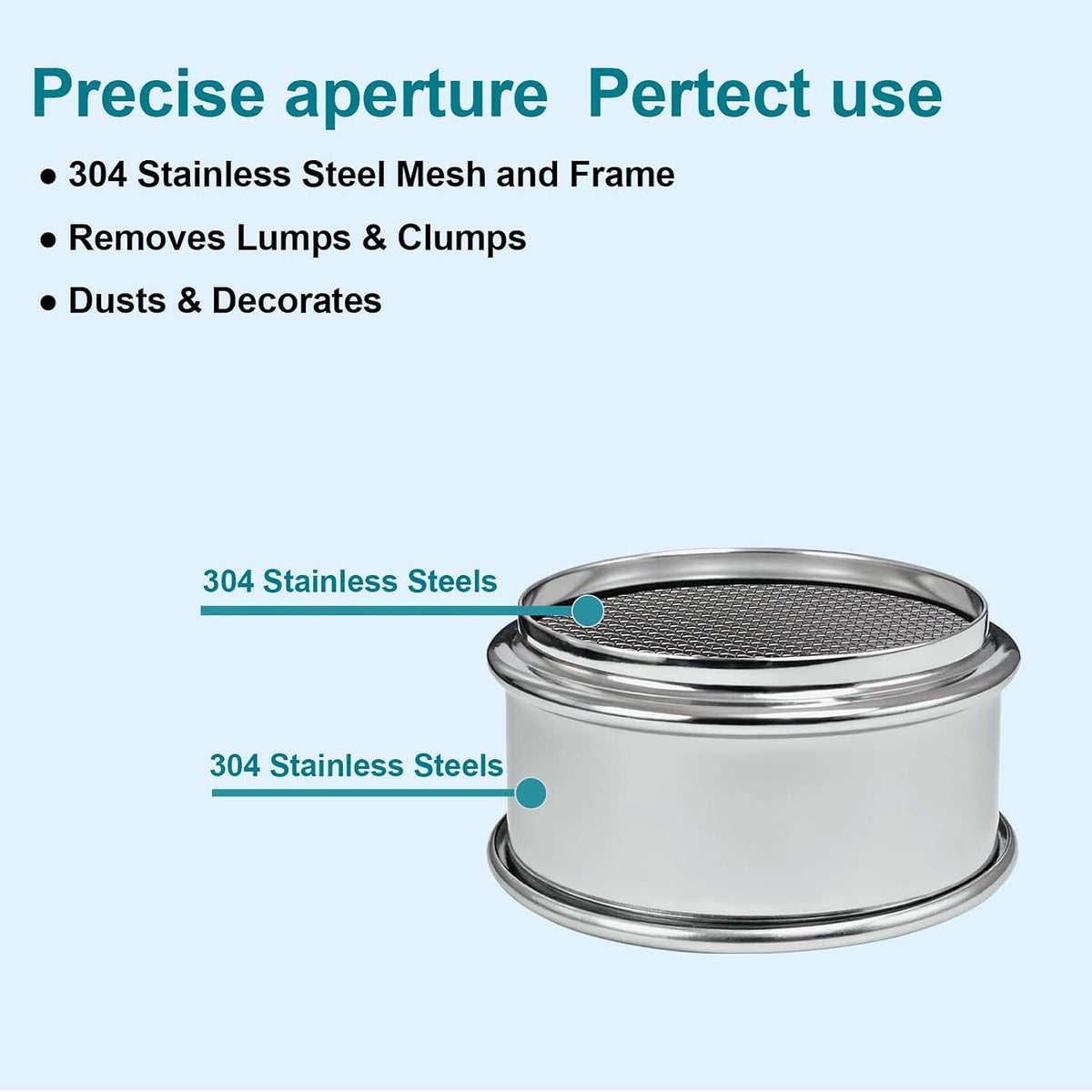 2.36" (6cm) Full 304 Stainless Steel Mini Lab Sieve, 40 Mesh (0.45mm)
