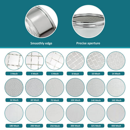 2.36" (6cm) Full 304 Stainless Steel Mini Lab Sieve, 40 Mesh (0.45mm)