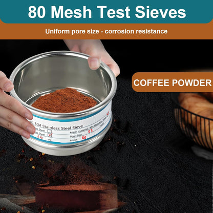 2.36" (6cm) Full 304 Stainless Steel Mini Lab Sieve, 40 Mesh (0.45mm)