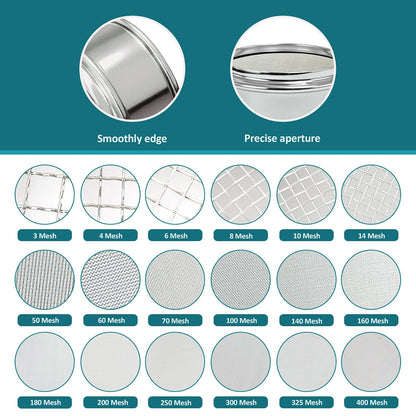 2.36" (6cm) Full 304 Stainless Steel Mini Lab Sieve, 40 Mesh (0.45mm)