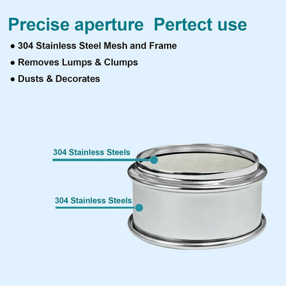 2.36" (6cm) Full 304 Stainless Steel Mini Lab Sieve, 40 Mesh (0.45mm)