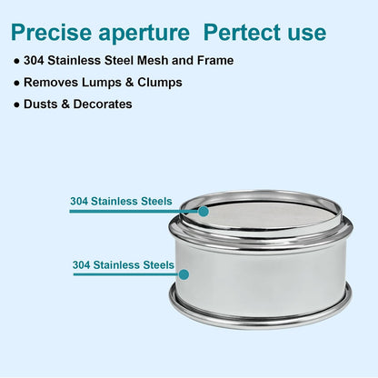 2.36" (6cm) Full 304 Stainless Steel Mini Lab Sieve, 40 Mesh (0.45mm)