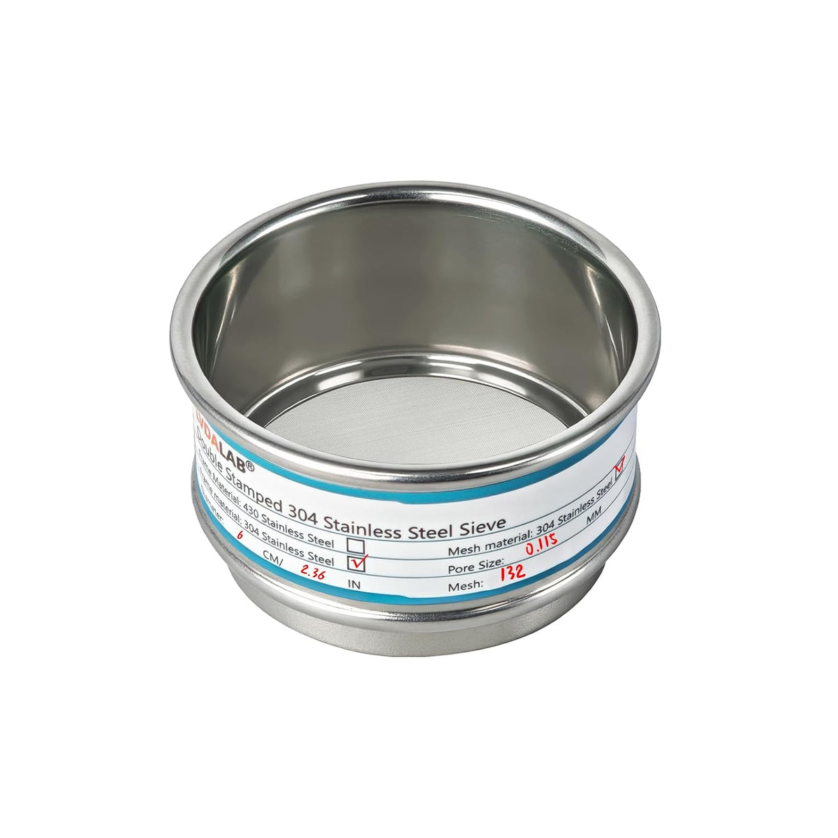 2.36" (6cm) Full 304 Stainless Steel Mini Lab Sieve, 40 Mesh (0.45mm)