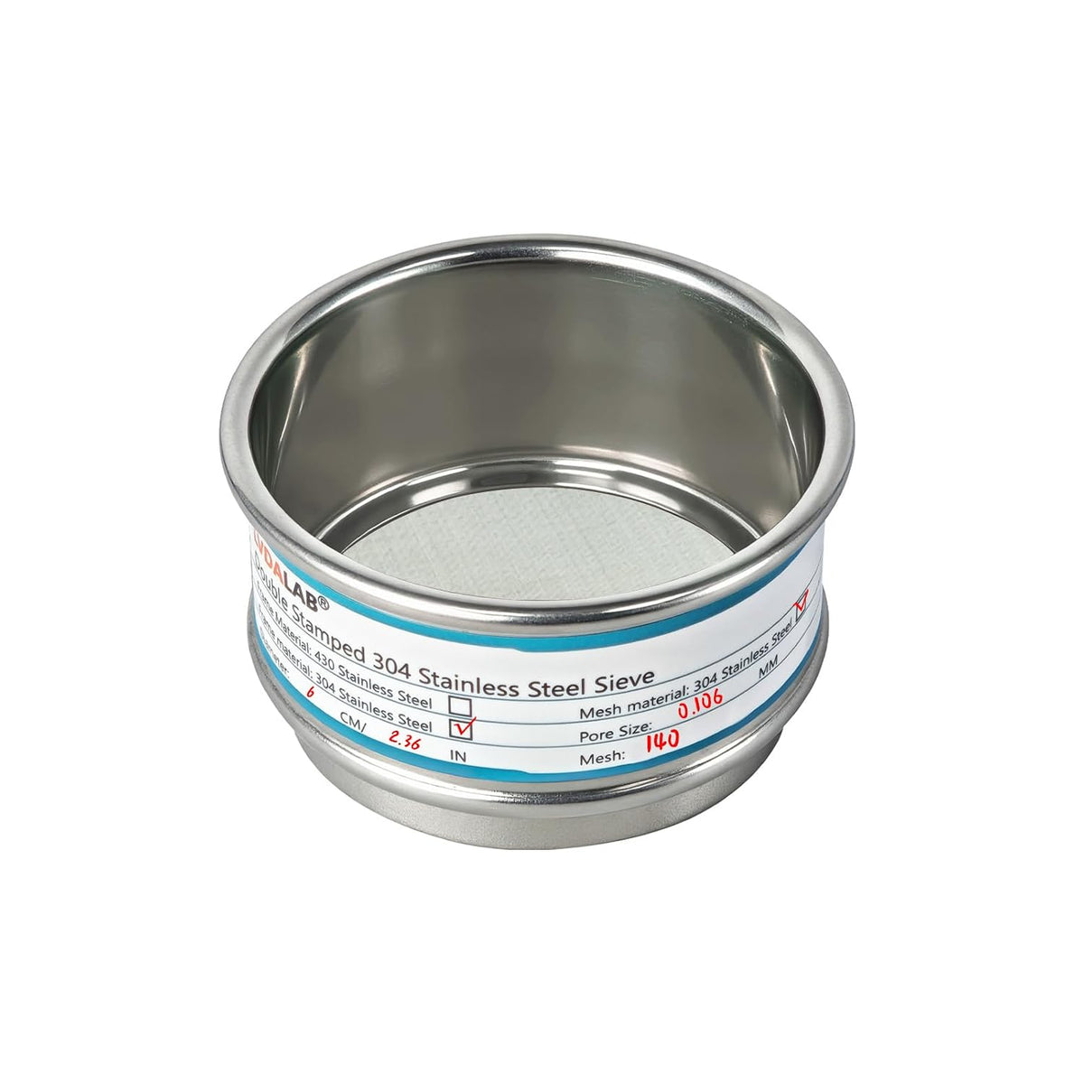 2.36" (6cm) Full 304 Stainless Steel Mini Lab Sieve, 40 Mesh (0.45mm)