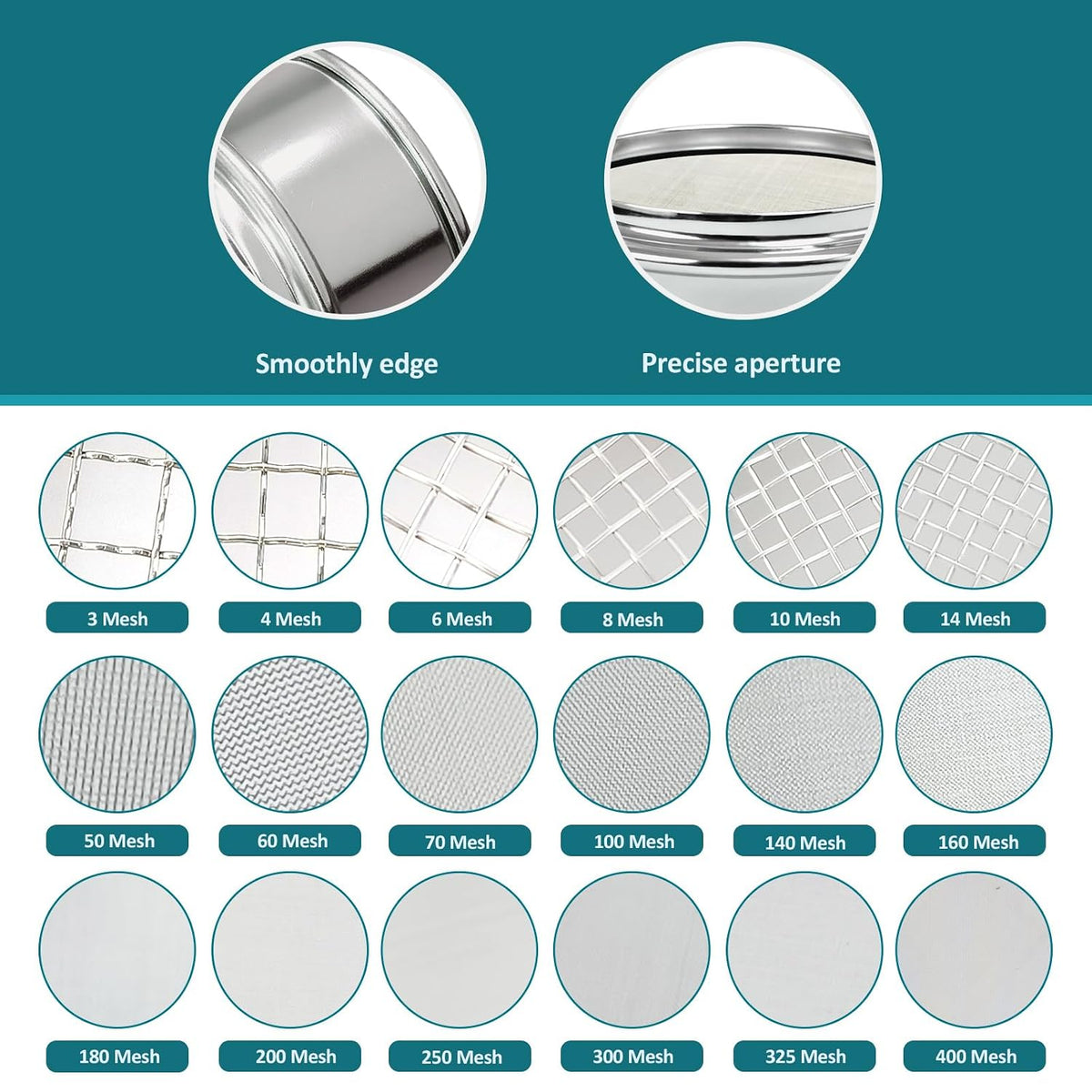 2.36" (6cm) Full 304 Stainless Steel Mini Lab Sieve, 40 Mesh (0.45mm)