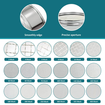 2.36" (6cm) Full 304 Stainless Steel Mini Lab Sieve, 40 Mesh (0.45mm)